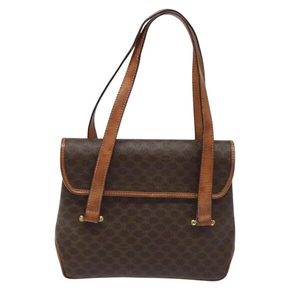 CELINE Macadam Canvas Hand Bag Pvc Leather Brown - Picture 3 of 13